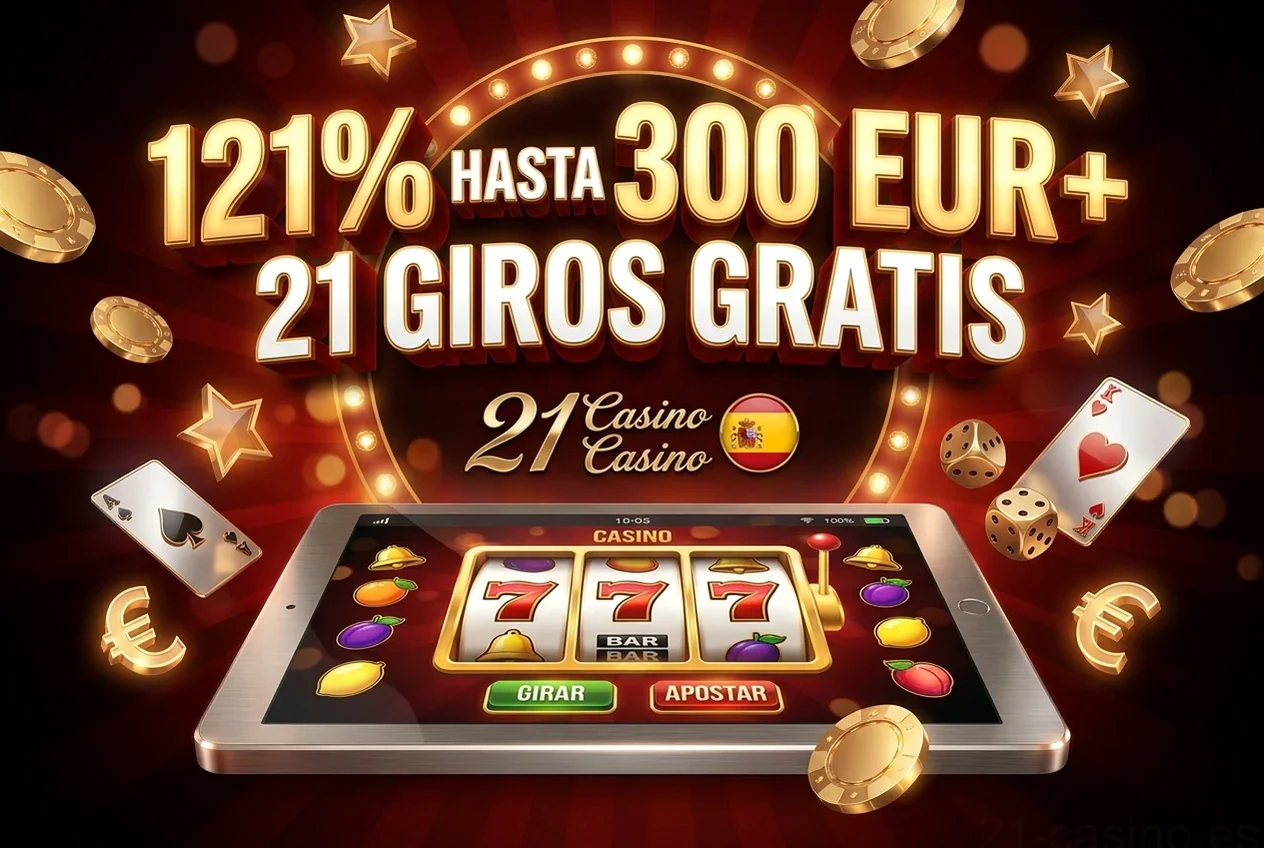 121% HASTA 300 EUR+ 21 GIROS GRATIS